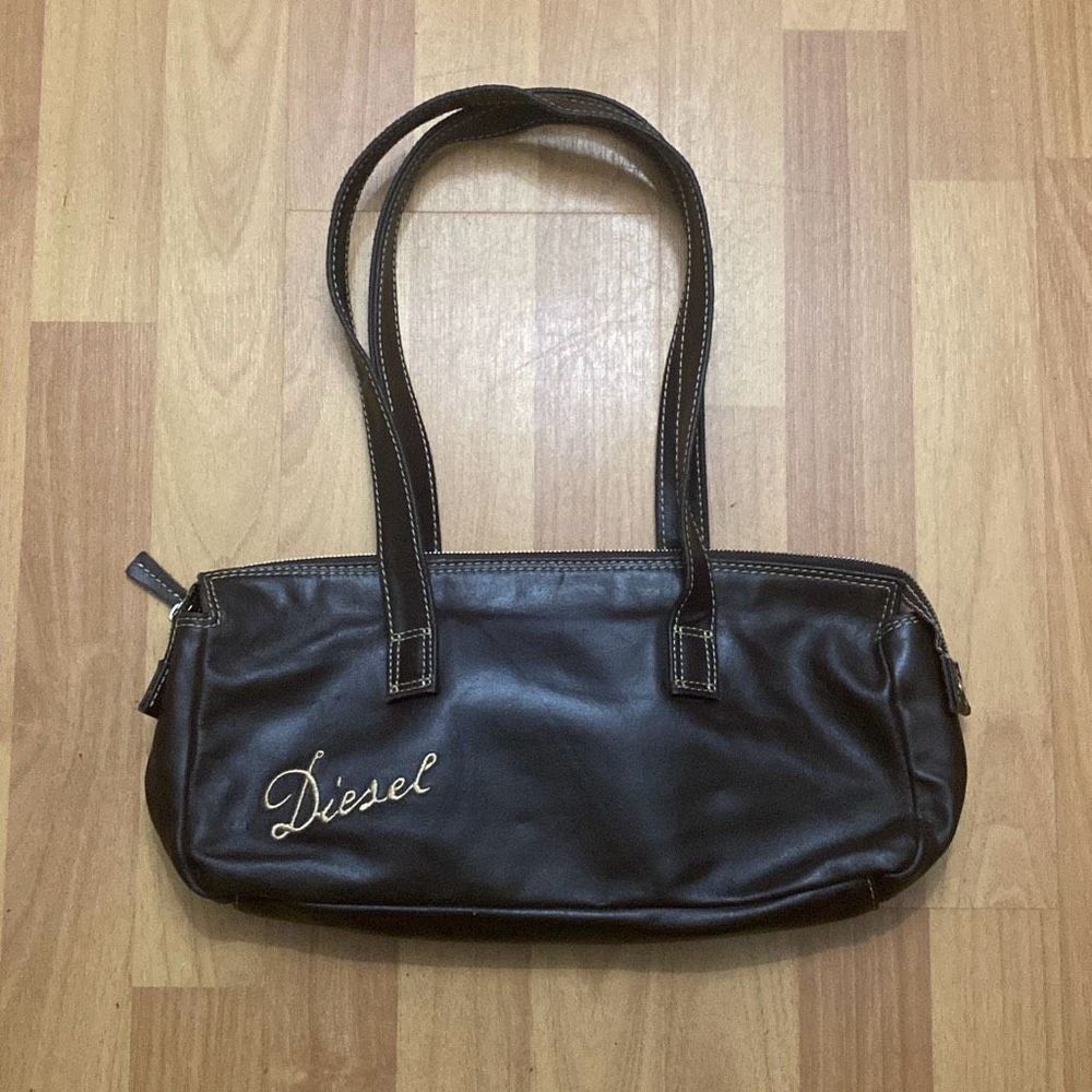 Vintage Diesel Brown Leather Shoulder Medium Satchel Bag - Picture 1 of 11